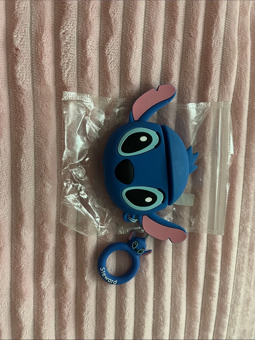 Blue Stitch Character AirPods Case with Ring Holder